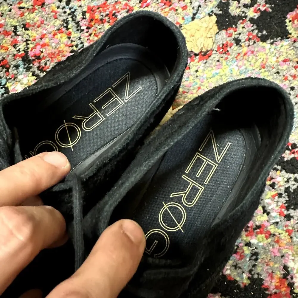 VGUC Cole Haan Men's ZERØGRAND Wingtip Oxford Black Suede Dress Sneaker US 7 D